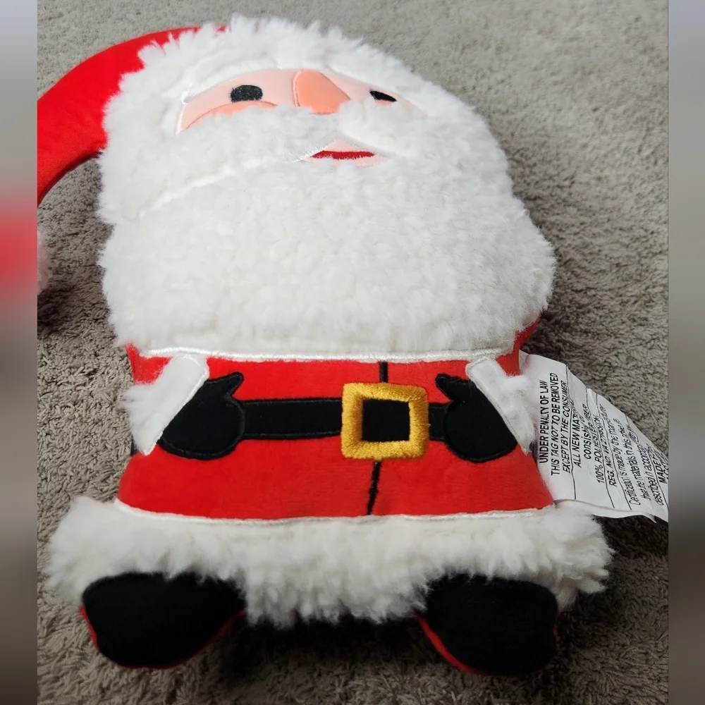Christmas Shaped Santa Faux Shearling Throw Pillow Red/Ivory - Wondershop